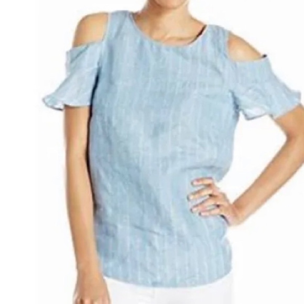 Anthropologie Moon River linen cold shoulder top size XS